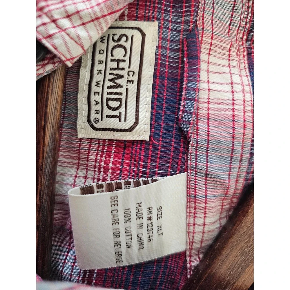 [Rugged] C.E. Schmidt Plaid Workwear  Lot Mens XLT Red Blue Short Sleeve 2pk